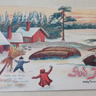 Hedvig Rosendahl: Lapset lumisotasilla pihassa, p. 1918 - pikkukuva 1
