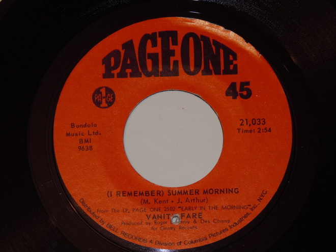 7" VANITY FARE - Summer Morning - single 1970 pop rock EX-