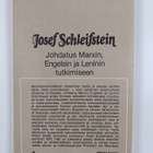 Josef Schleifstein : Johdatus Marxin, Engelsin ja Leninin... - pikkukuva 2