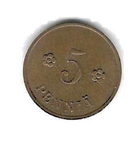 1934 5 PENNIÄ KOLIKKO KÄYTETTY