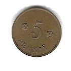 1934 5 PENNIÄ KOLIKKO KÄYTETTY - pikkukuva 1