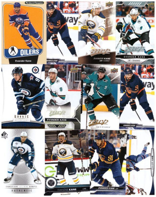 12 x EVANDER KANE Oilers, Jets, Sabres, Sharks