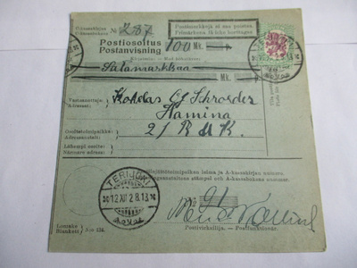 1928 Terijoki postiosoitus Haminan RUKeen