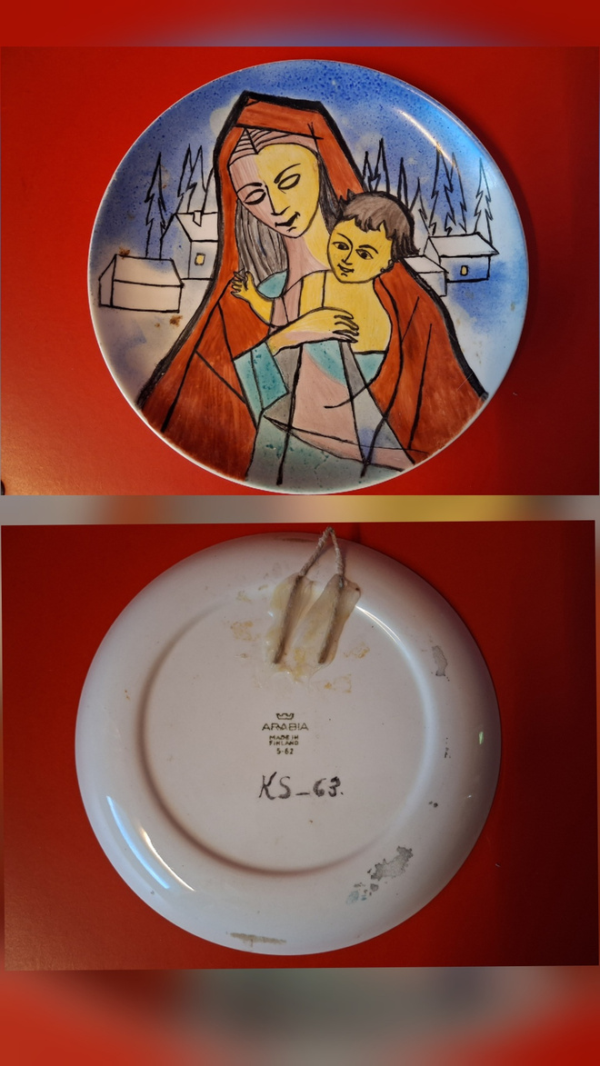 Arabian Madonna ja lapsi -posliiniseinälautanen v. 1962/1963