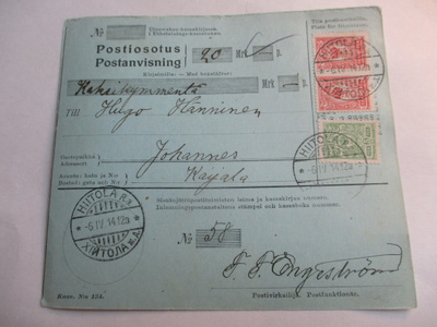 1914 Hiitola R.a. postiosoitus Johannekseen