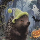 Halloween siilillä vihreä myssy - pikkukuva 1