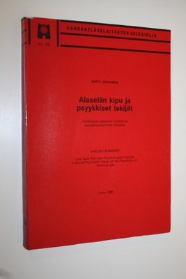 Matti Joukamaa : Alaselän kipu ja psyykkiset tekijät (sig...