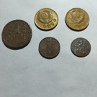2 kopeekan, 1 pennin ja 10 pennin kolikot yht 5 kpl - pikkukuva 2