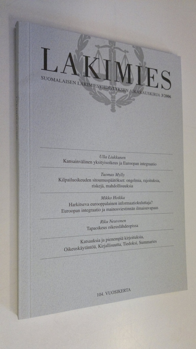 Lakimies 3/2006 : Suomalaisen lakimiesyhdistyksen aikakau...