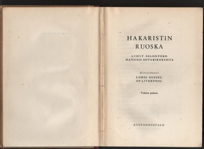 Lordi Russel: Hakaristin ruoska, Kust.talo 1959, sid,2.p, K3