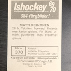 1969-70 Williams ishockey #370 Matti Keinonen - pikkukuva 2