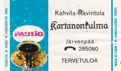 Järvenpää,Kahvila - Ravintola Kartanonkulma   , s74