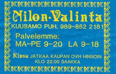 Kuusamo, Nilon - Valinta  3/9