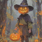 Halloween kurpitsapoika metsässä - pikkukuva 1