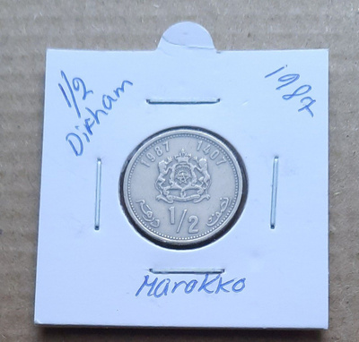 Marokko 1/2dirham, Kuningas al-Hussein II, 1987