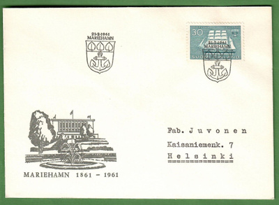 FDC-21.2.1961 Maarianhamina 100vuotta (100)