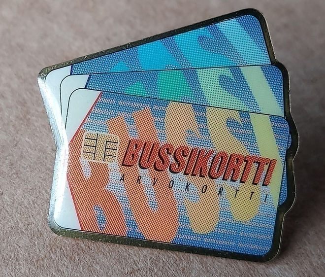 Bussikortti - arvokortti pinssi linja-auto
