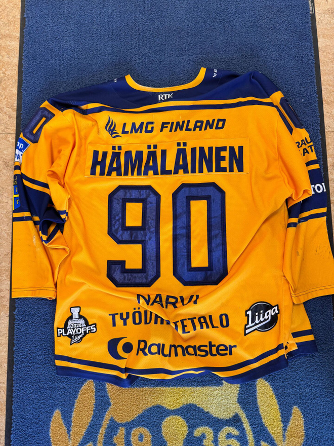 Lenni Hämäläinen #90 Game Worn -vieraspelipaita Rauman Lukko