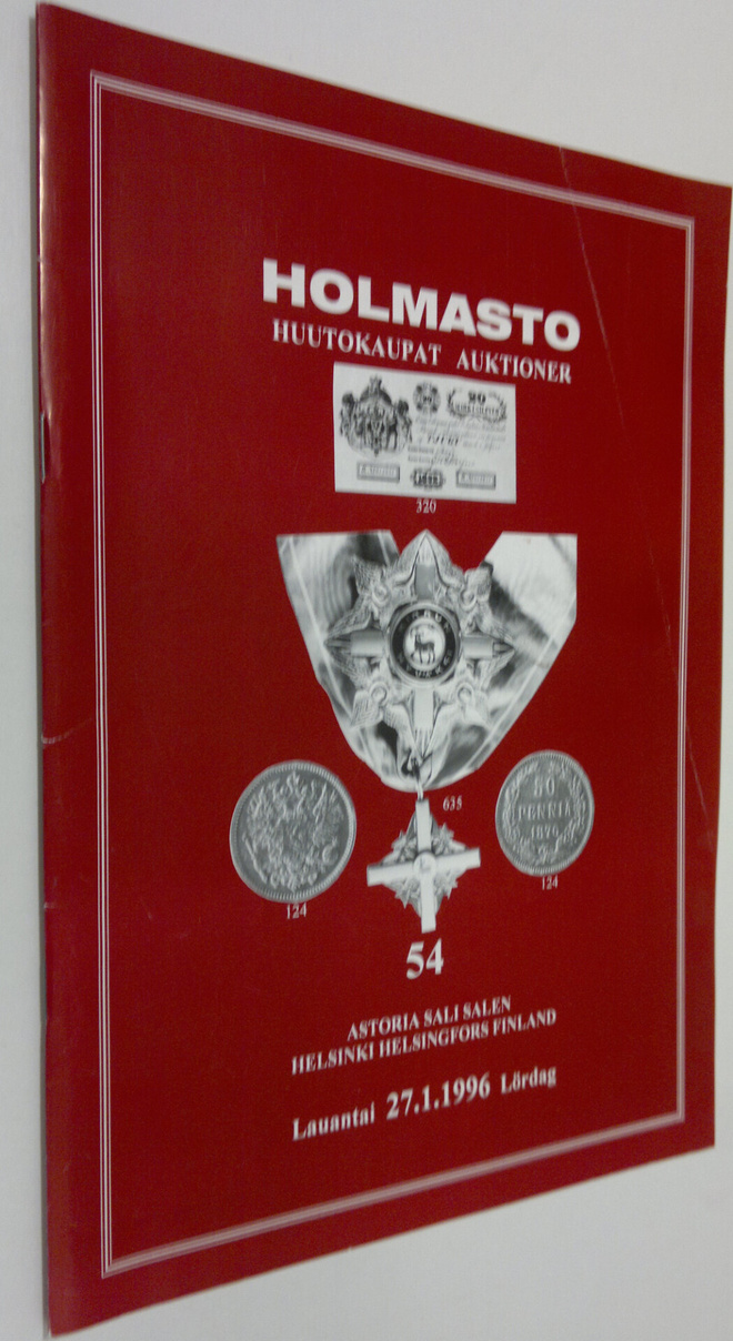 Holmasto 54 huutokaupat : Astoria sali lauantai 27.1.1996...