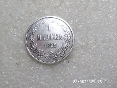 1 mk hopeaa 1892 kl 8