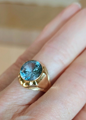 Upea vintage akvamariinisormus 14K kultaa (Hki) koko 17-17,5