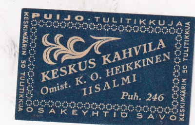 Iisalmi, Keskus Kahvila . om, K, O. Heikkinen  . s47