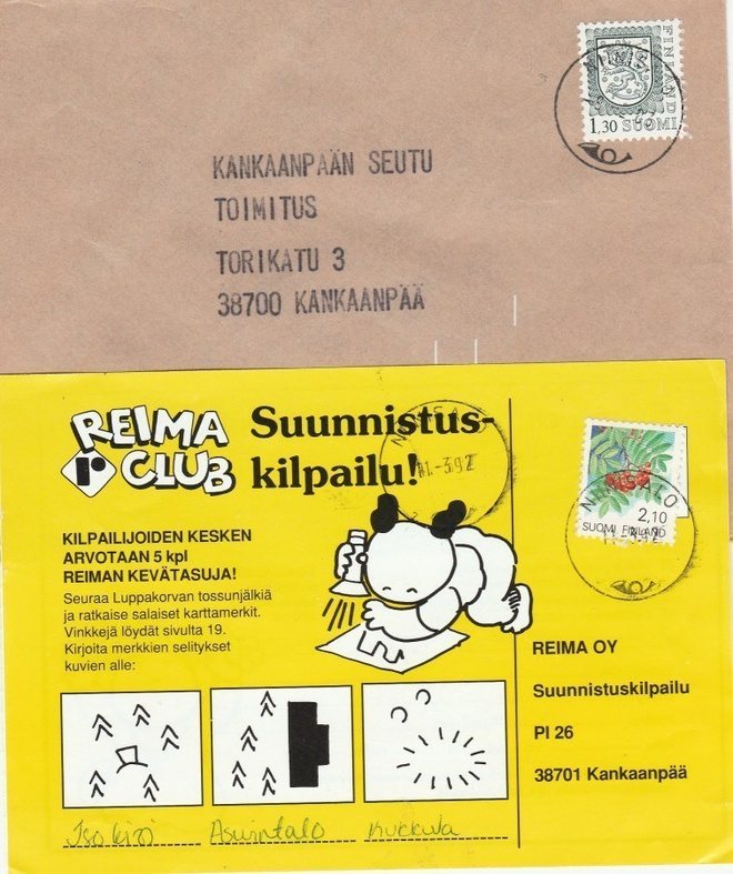 Postileima, NIINISALO, 2 erilaista leimaa, Kankaanpää