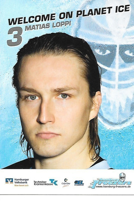 2009-10 Hamburg Freezers #3 Matias Loppi Pelicans HIFK