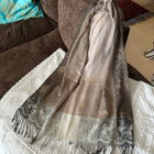 Vaaleanruskea kuviollinen pashmina kashmir hartiahuivi - pikkukuva 2