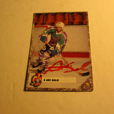leaf jääkiekkokortti , jokerit -93 ari salo nimikirjoitus