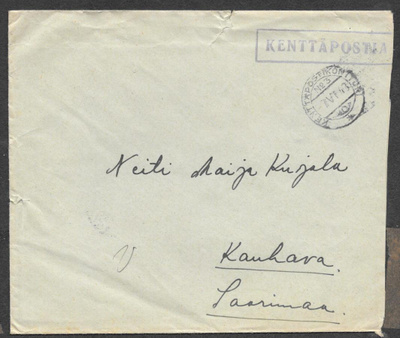 Postilähetys - Kenttäposti + KPK 3 7.6.1943
