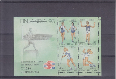 finlandia 95 Yleisurheilu blokki postituoreena.