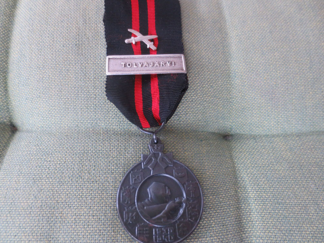 Talvisota mitali soljella  TOLVAJÄRVI