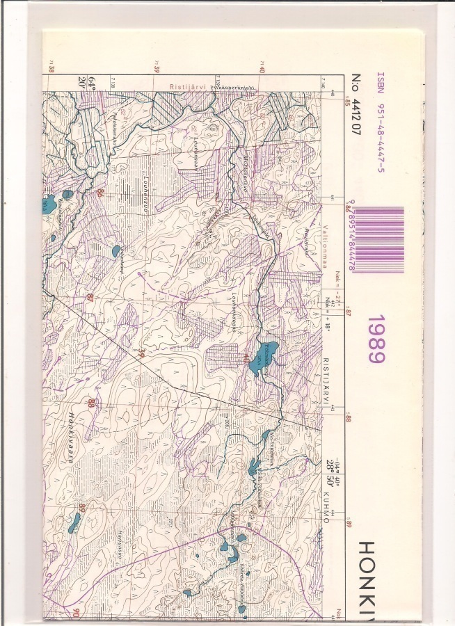 Peruskartta 1:20 000 Honkivaara, Ristijärvi