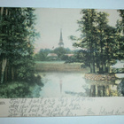 Mariefred, järvimaisemaa ja kirkko, vanha väripk, k. 1900-l. - pikkukuva 1