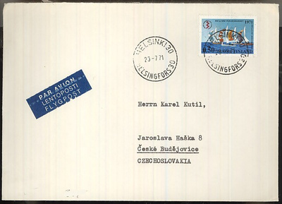 1971 purjehdukset lentokirje CSR:ään