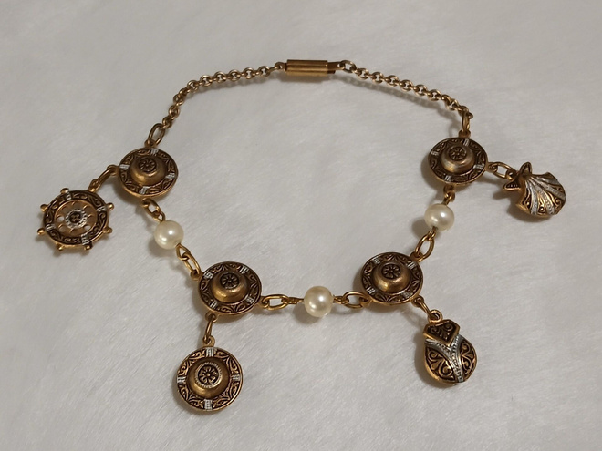 Vintage damascene 1970s rannekoru/nilkkakoru