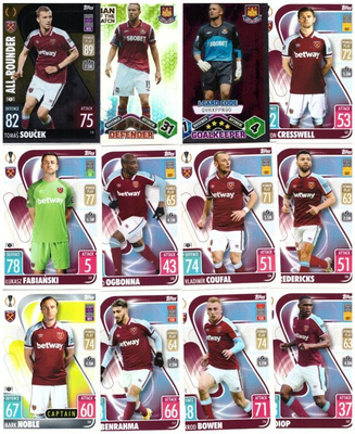 12 x WEST HAM JalkaPallo sis. 4 x ErikoisKorttia