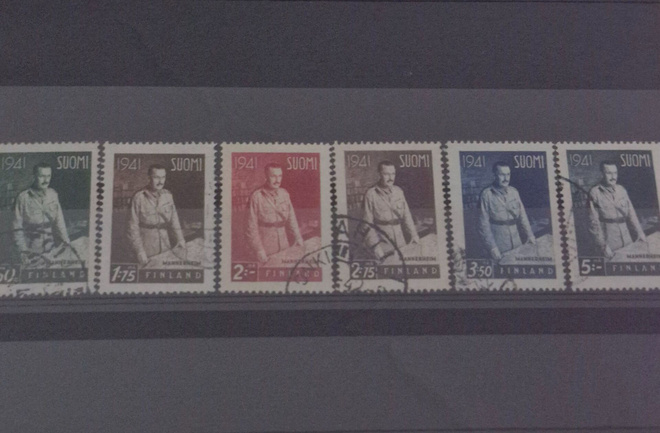 1941 SOTAMARSALKKA MANNERHEIM SARJA LEIMATTUNA, LAPE 248-253