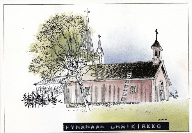KIRKKOKORTTI - PYHÄMAAN UHRIKIRKKO - 1
