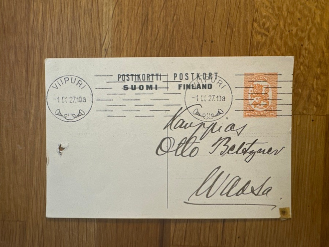 Ehiökortti Viipuri - Waasa 1927
