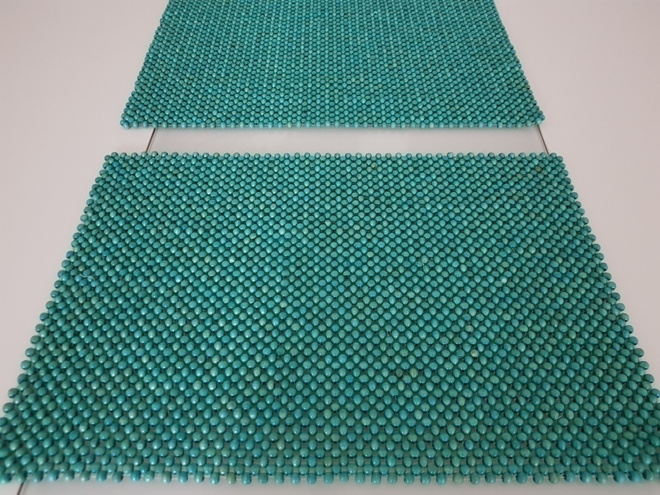 Turkoosi Tabletti / Pöytätabletti puuhelmistä - yht. 2 kpl