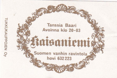 Kaisaniemi, Suomen vanhin ravintola  ,   s86