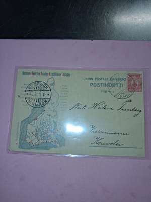 Postikortti. Suomen kartta. 6.4.1913.