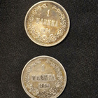 4.kpl vanhoja hopeamarkkoja (1866, 1874, 1890, 1866 - pikkukuva 1