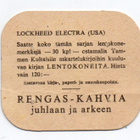 Kahvilappu RENGAS-Kahvia LOCKHEED ELECTRA ( USA) - pikkukuva 2