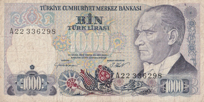 Turkki 1000 liiraa 1970