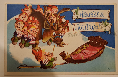 Usko Laukkanen: äkäisiä tonttuja ja poro, käsipostia 1960-lu