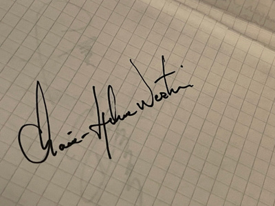 Marie-Helene Westin nimikirjoitus paperilla