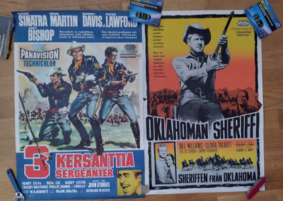 3 Elokuvajulistetta Länkkäreitä mm 3 Kersantti Rat Pack